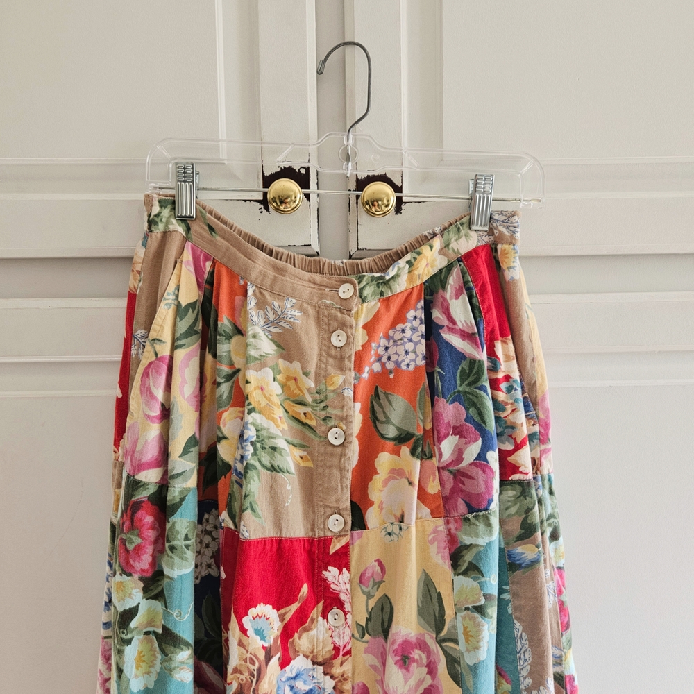 Vintage Susan Bristol Patchwork Floral Midi Skirt